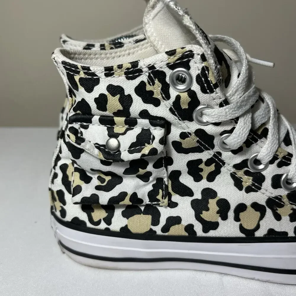Converse Chuck Taylor All Star High Leopard Sneakers Pocket 167086C W6‎ Rare